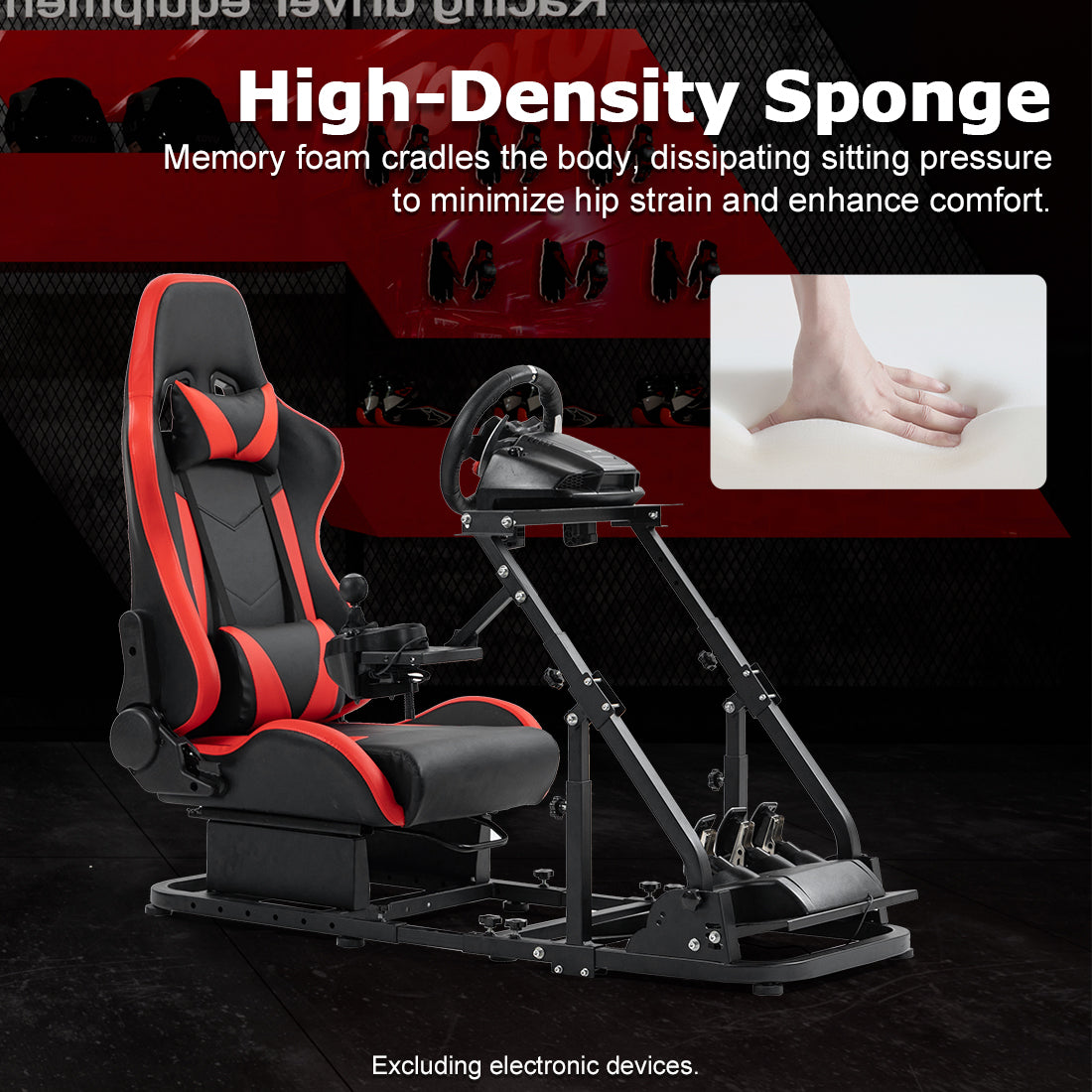 Zootopo Racing Simulator Cockpit with Red Seats, Fit for Logitech G923/G29/G920, Thrustmaster, Fanatec, Unlimited Adjustment,Not Included Shifter,Wheel,Pedals