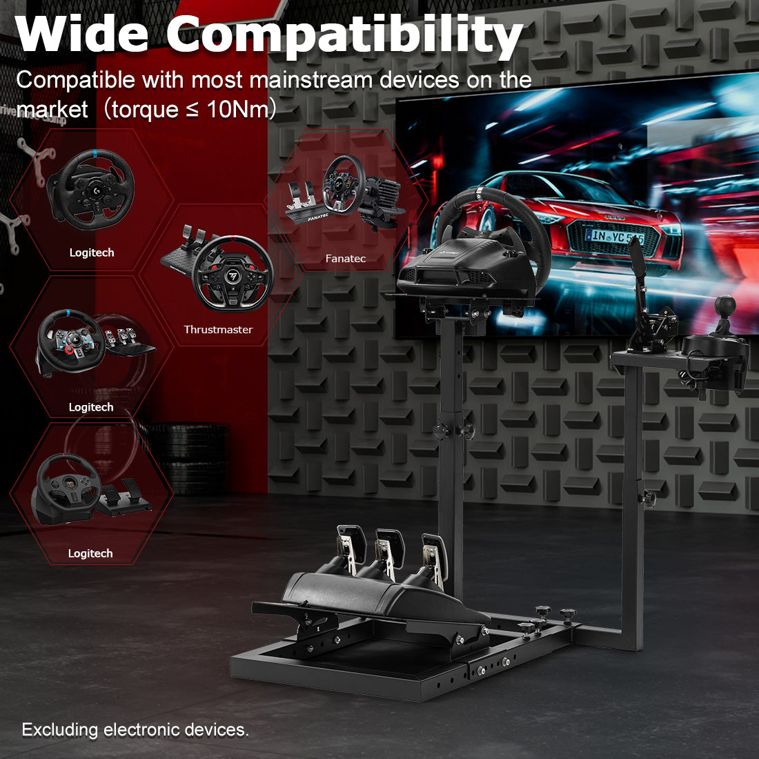 Zootopo Racing Wheel Stand fit for Logitech G25 G27 G29 G920, Thrustmaster T300RS T500RS, Unlimited Adjustment,Simulated Racing Game Stand without Steering Wheel Pedal Shifter