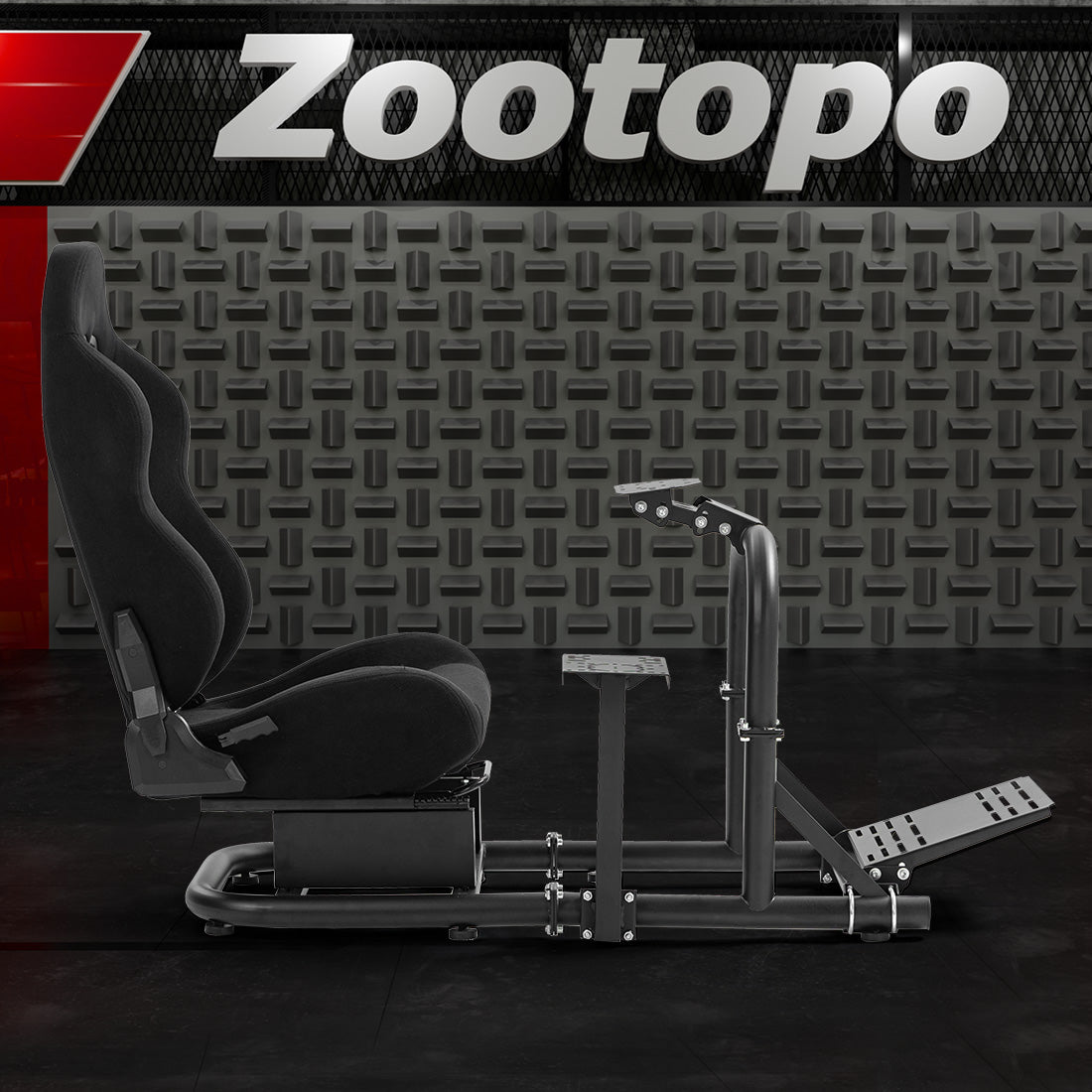 Zootopo Racing Driving Simulator Cockpit with Black Seat Stability Upgrade Fit for Logitech/Thrustmaster/Fanatec G27,G29,G920,G923,T300RS &CSL-DD Wheel Frame,No Steering Wheel,Pedal,Handbrake