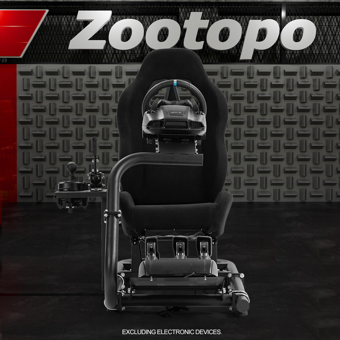 Zootopo Adjustable Racing Cockpit with Black Seat Fit for Logitech,Thrustmaster,G920,T500,Wheel Shifter Pedals Not Included