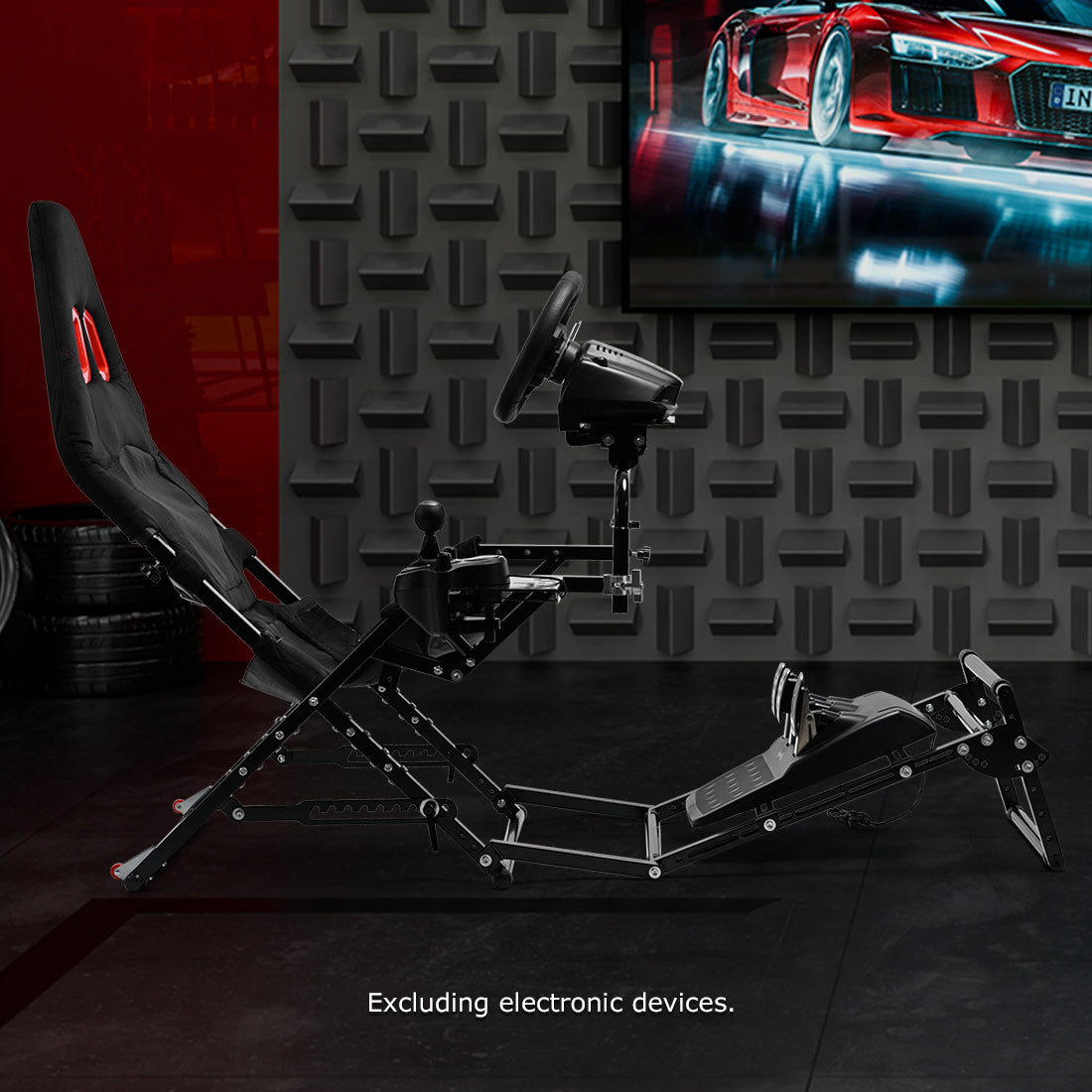 Zootopo Foldable X-Design Rig Racing Simulator Cockpit Frame With Seat- Direct Drive Compatible Fit for Logitech/Thrustmaster/Fanatec G29 G920 G923 T248 T300 Not Included Wheel Shifter and Pedals