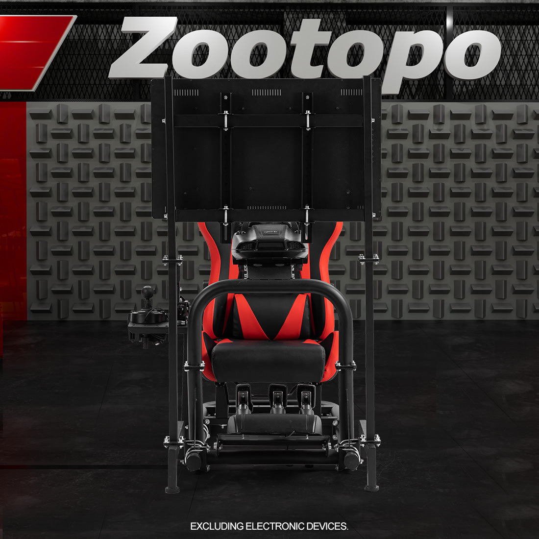 Zootopo Racing Cockpit with TV Stand & Red Seat Fit for Logitech, Thrustmaster,G27,G920,T500,Wheel Shifter Pedals Not Included