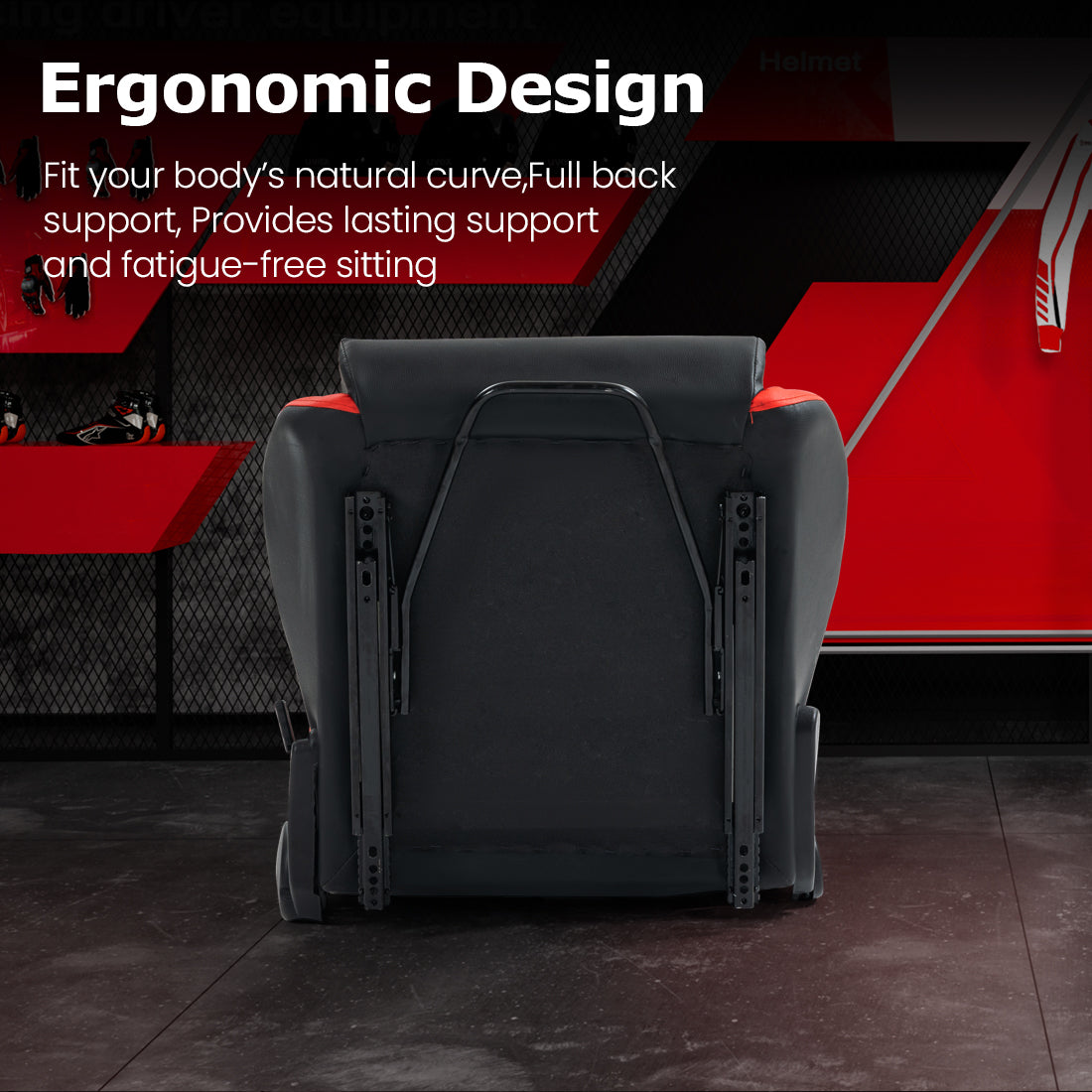 Zootopo Racing Seat Stand, Modern Style, Red and Black, Faux Leather, Ergonomic, Gaming Chair Stand, Racing Game, Adult, Indoor Use