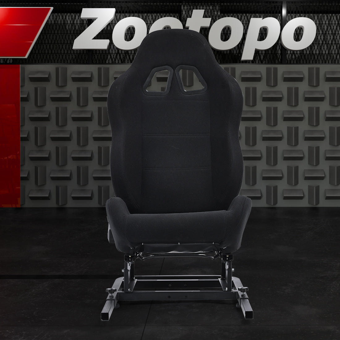 Zootopo Racing Simulator Cockpit with Black Seat, for Steering Wheel Stands, Double Locking Slides Cloth Breathable Gaming Seat,Add-On Stand