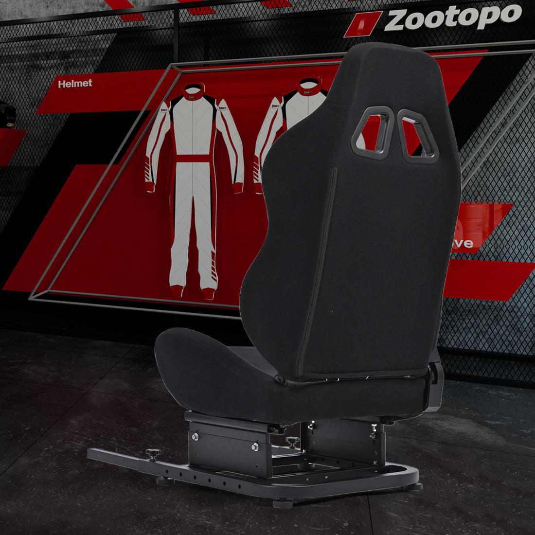 Zootopo Racing Simulator Cockpit with Black Seat, for Steering Wheel Stands, Double Locking Slides Cloth Breathable Gaming Seat,Add-On Stand