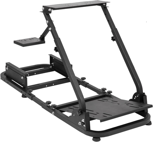 Foldable Racing Simulator Cockpit Stand Fit for Logitech/Thrustmaster G25,G27,G29,G920,G923&T300RS,T150,T80 Multi-Angle Adjustment Sim Cockpit No Steering Wheel HandBrake Pedals Seat