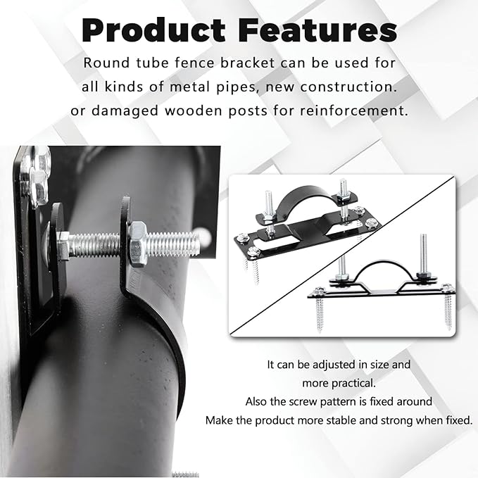 Hottoby 60MM 2-3/8" Fence Brackets for 2 by 4-inch Wood/Metal/Electrophoretic Paint Fence Post Bracket, Include All Parts (24 PCS)