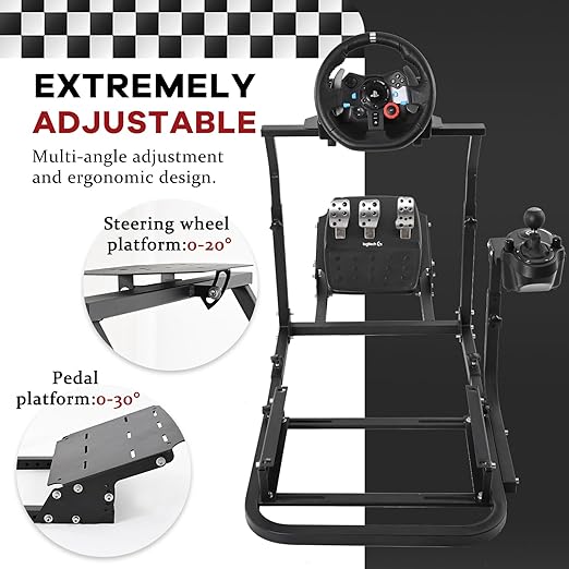 Hottoby G923 Racing Simulator Cockpit Stability Upgrade&Multi-level Adjustment Fit for Logitech/Thrustmaster G25,G29,G920 Gaming Steering Wheel Stand,No Handbrake,Pedals,Steering Wheel,Seat