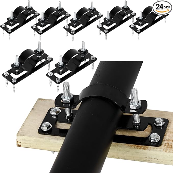 Hottoby 60MM 2-3/8" Fence Brackets for 2 by 4-inch Wood/Metal/Electrophoretic Paint Fence Post Bracket, Include All Parts (12 PCS)