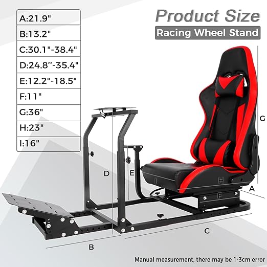 Hottoby Racing Simulator Cockpit with Red Seat Stability Upgrade Multi-level Adjustment Fits for Logitech/Thrustmaster G29,G920,G923 Gaming Steering Wheel Stand,No Handbrake,Pedals,Steering Wheel