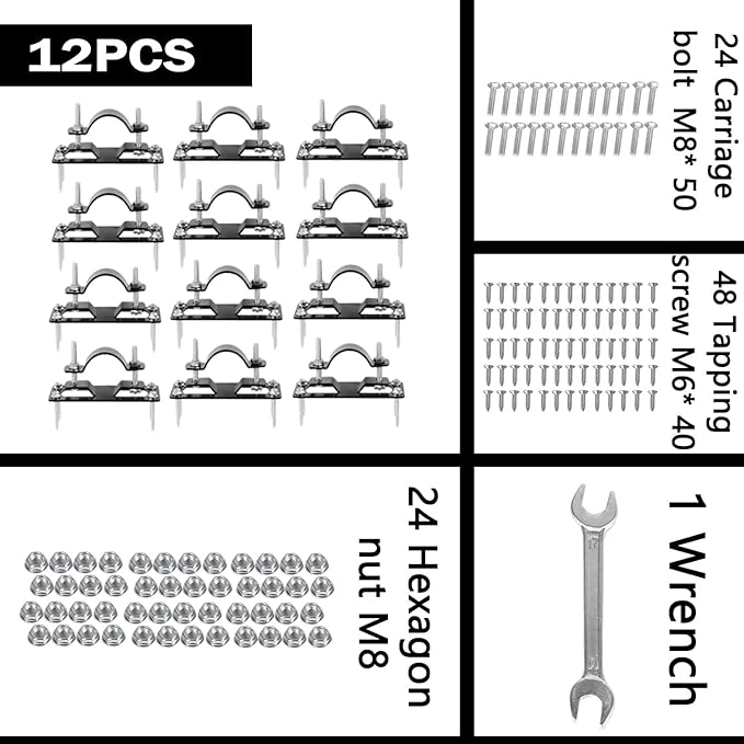 Hottoby 60MM 2-3/8" Fence Brackets for 2 by 4-inch Wood/Metal/Electrophoretic Paint Fence Post Bracket, Include All Parts (12 PCS)