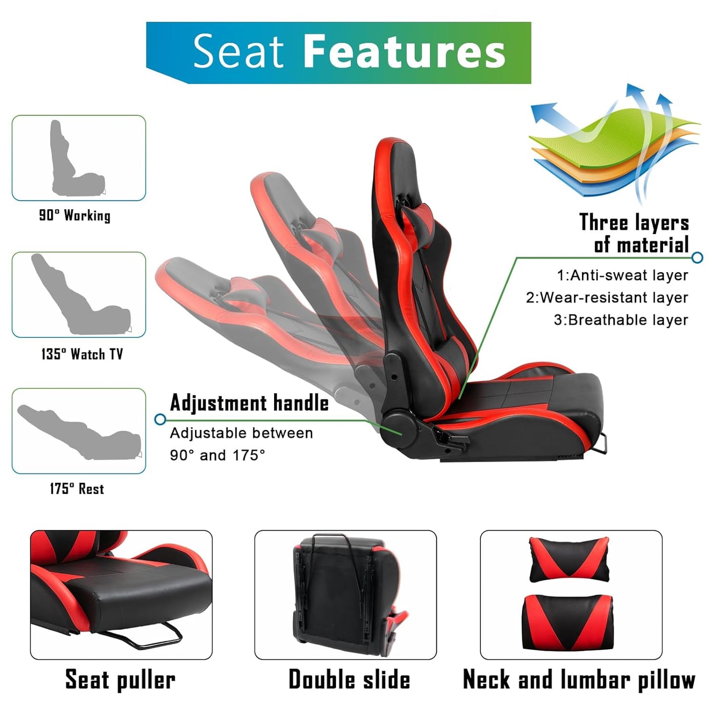 Foldable Racing Simulator Cockpit Stand with Red Seat Fit for Logitech/Thrustmaster G25,G27,G29,G920,G923&T300RS,TX,T80,Multi-Angle Adjustment Sim Cockpit,No Steering Wheel,HandBrake,Pedals