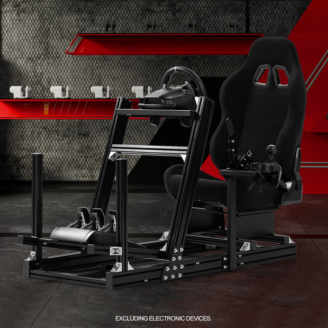 Zootopo 8040 Aluminum Profile Racing Simulaor Cockpit Simulator with Black Seat Fit for Logitech/Thrustmaster/Fanatec/Moza G920,G923 Professional&Expandability,F1 Truck,No Handbrake,Pedals,Steering Wheel