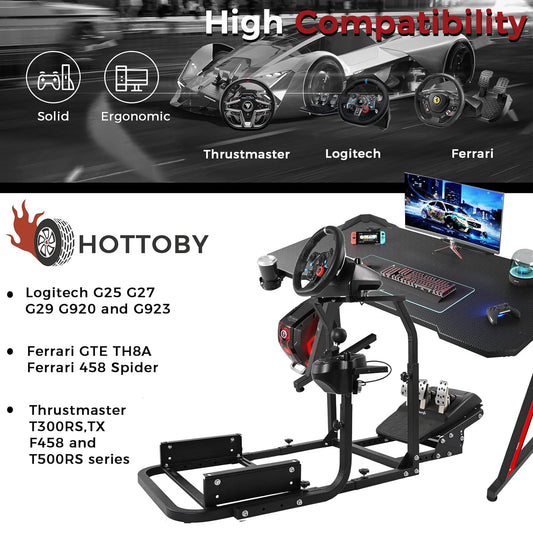 G923 Racing Simulator Cockpit Stability Upgrade&Multi-level Adjustment Fit for Logitech/Thrustmaster G25,G29,G920 Gaming Steering Wheel Stand,No Handbrake,Pedals,Steering Wheel,Seat