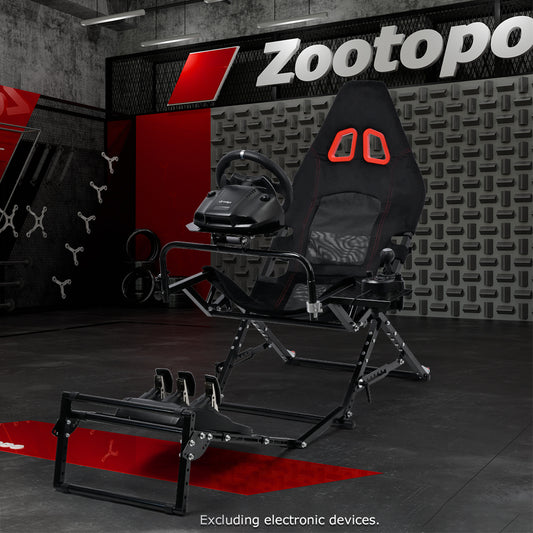 Zootopo Foldable X-Design Rig Racing Simulator Cockpit Frame  With Seat- Direct Drive Compatible Fit for Logitech/Thrustmaster/Fanatec G29 G920 G923 T248 T300 Not Included Wheel Shifter and Pedals