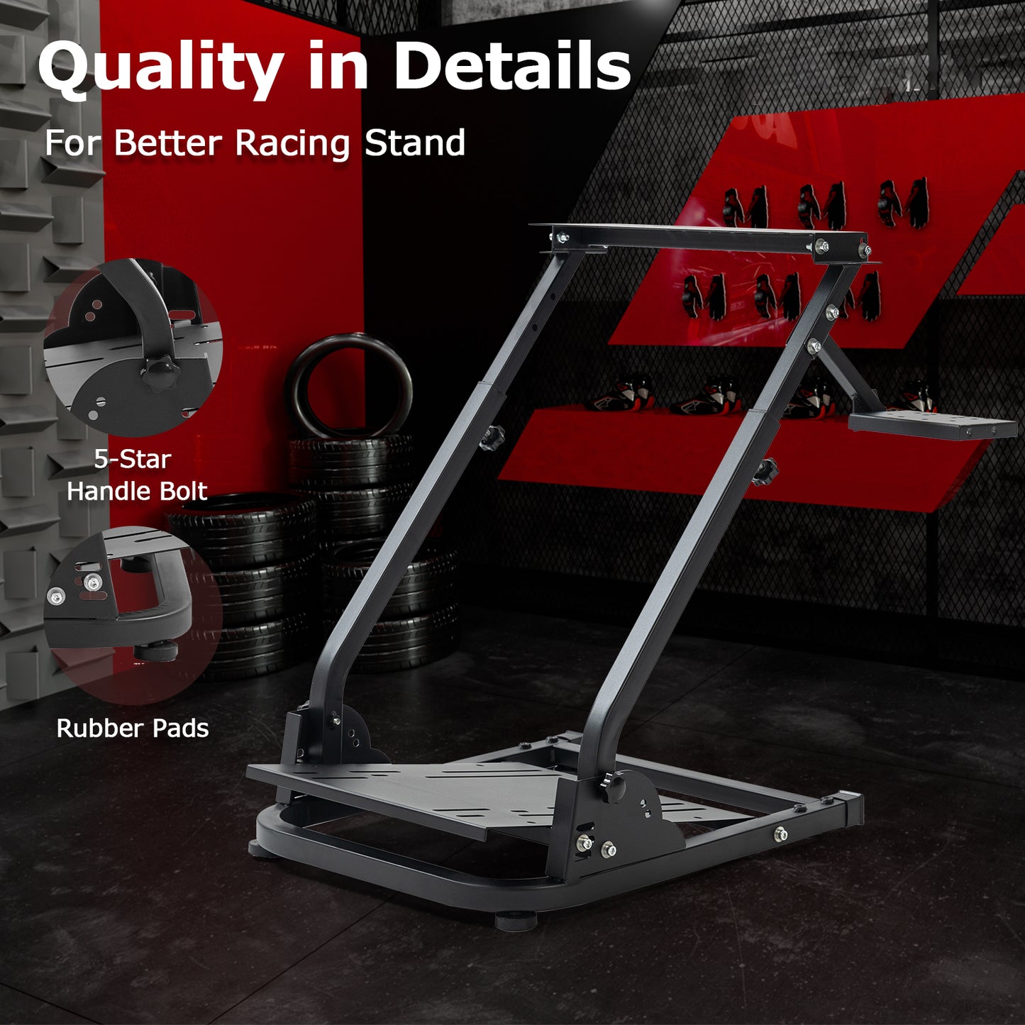 Zootopo Racing Steering Wheel Stand, Foldable Multi-level Adjustable, Fit for Logitech G920/Thrustmaster/PXN, Easy Storage&Install Gaming Simulator Cockpit, No Handbrake, Pedal or Steering Wheel