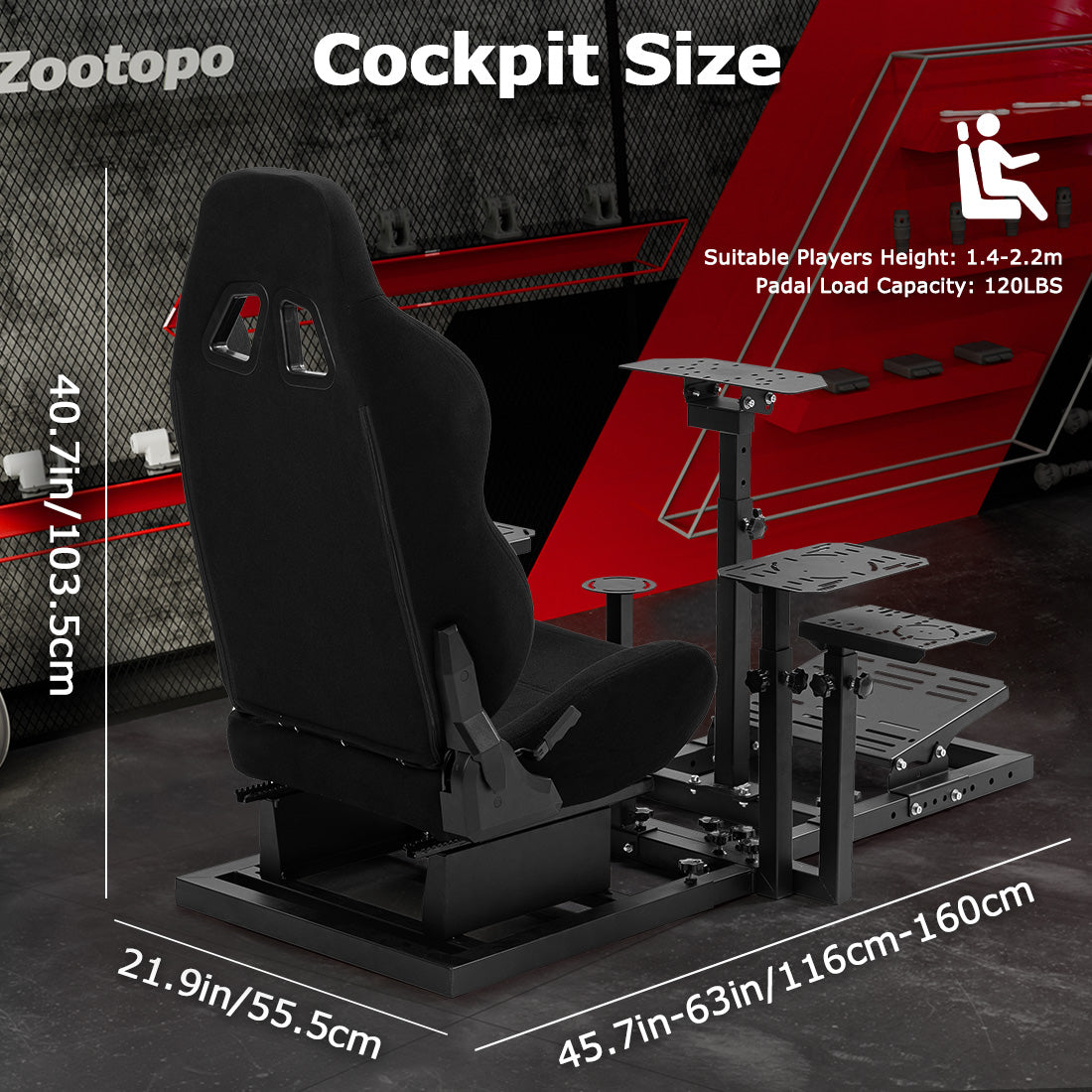 Zootopo Flight  Racing Simulator Cockpit Multi-Function Seat, Compatible with HOTAS Warthog, G Saitek, Logitech G920 G923, Thrustmaster T150, Xbox, PC ,without steering wheel, pedals, handbrake, throttle, joystick