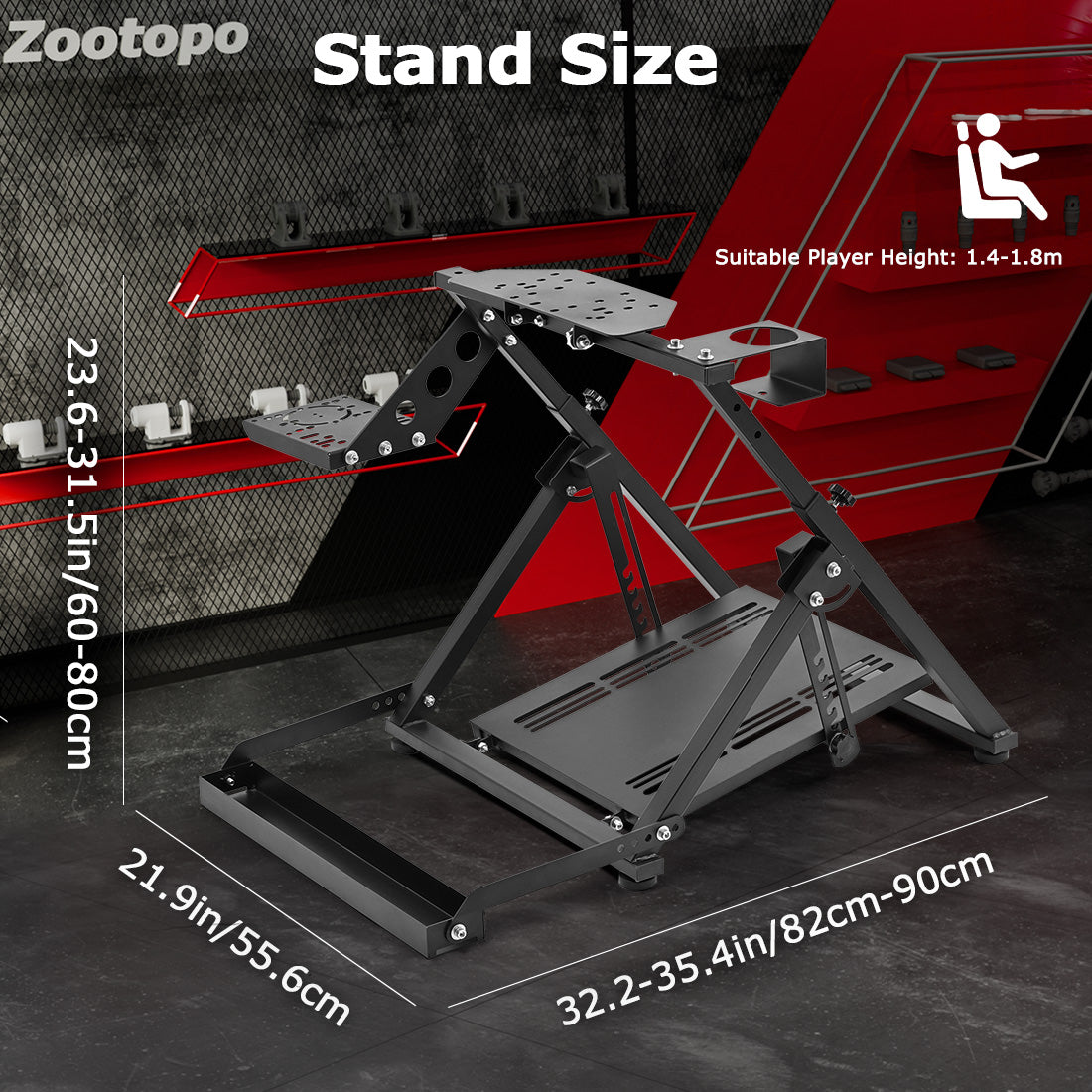 Zootopo Racing simulator Stand with Pulley Chair Fixing, Fit for Logitech G25 G27 G920/Fanatec/Thrustmaster, Adjustable Foldable Without Steering Wheel,Pedal and Handbrake