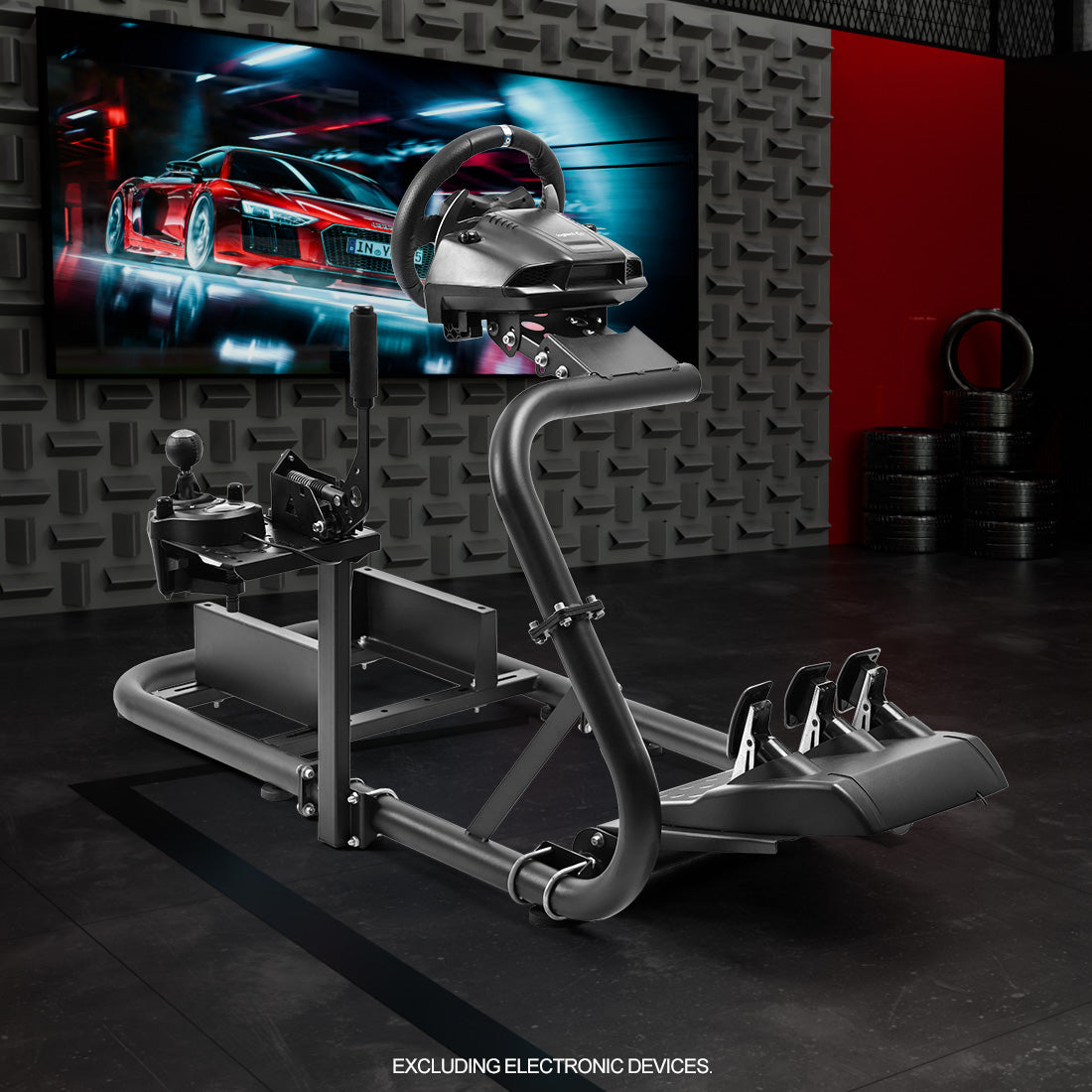 Zootopo Racing Sim Cockpit Wheel Stand fits for Logitech/Thrustmaster g25,g27,g923,t3pa,T248x,T80,T300RS TX, 50mm Round Tube Freedom Upgrade Steering Wheel Pedal Seat Not Included