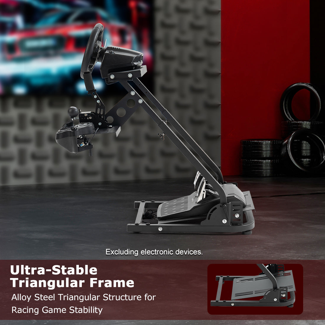 Zootopo Racing Wheel Stand with Gear Shifter and Pedal Mount, Fit for Logitech G25 G27 G29/Thrustmaster T150 T248,  Multi-position Adjustable Racing Cockpit with Easy Storage, Not Include Steering Wheel, Pedal and Handbrake