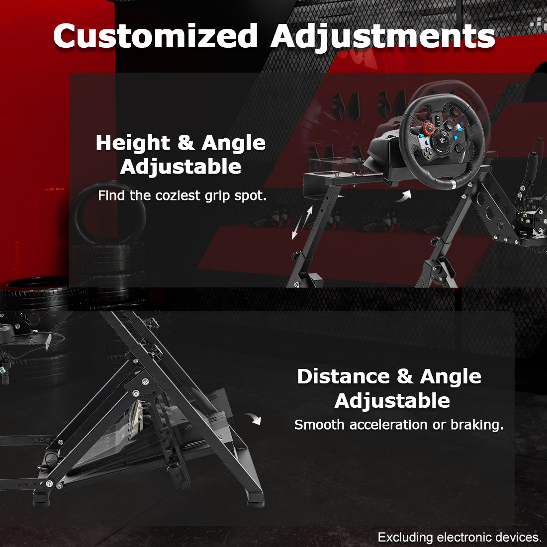 Zootopo Racing simulator Stand with Pulley Chair Fixing, Fit for Logitech G25 G27 G920/Fanatec/Thrustmaster, Adjustable Foldable Without Steering Wheel,Pedal and Handbrake