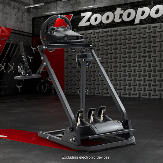 Zootopo Racing Steering Wheel Stand, Foldable Dual Shift Levers, Fit for Logitech G920/Thrustmaster/PXN, Multi-level Adjustable, Easy Storage, Install Cockpit, No Handbrake, Pedal and Steering Wheel