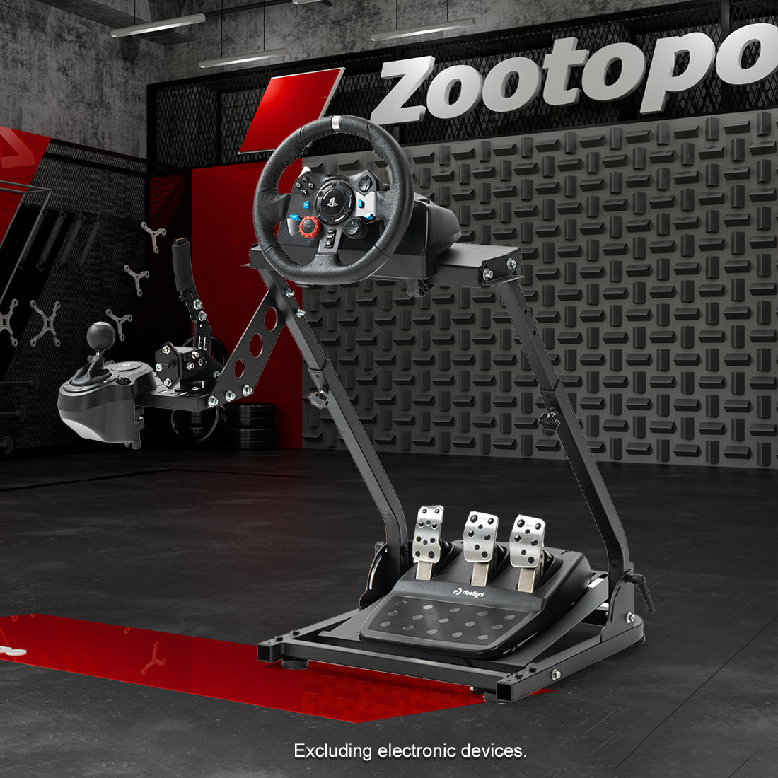 Zootopo Racing Wheel Stand with Gear Shifter and Pedal Mount, Fit for Logitech G25 G27 G29/Thrustmaster T150 T248,  Multi-position Adjustable Racing Cockpit with Easy Storage, Not Include Steering Wheel, Pedal and Handbrake