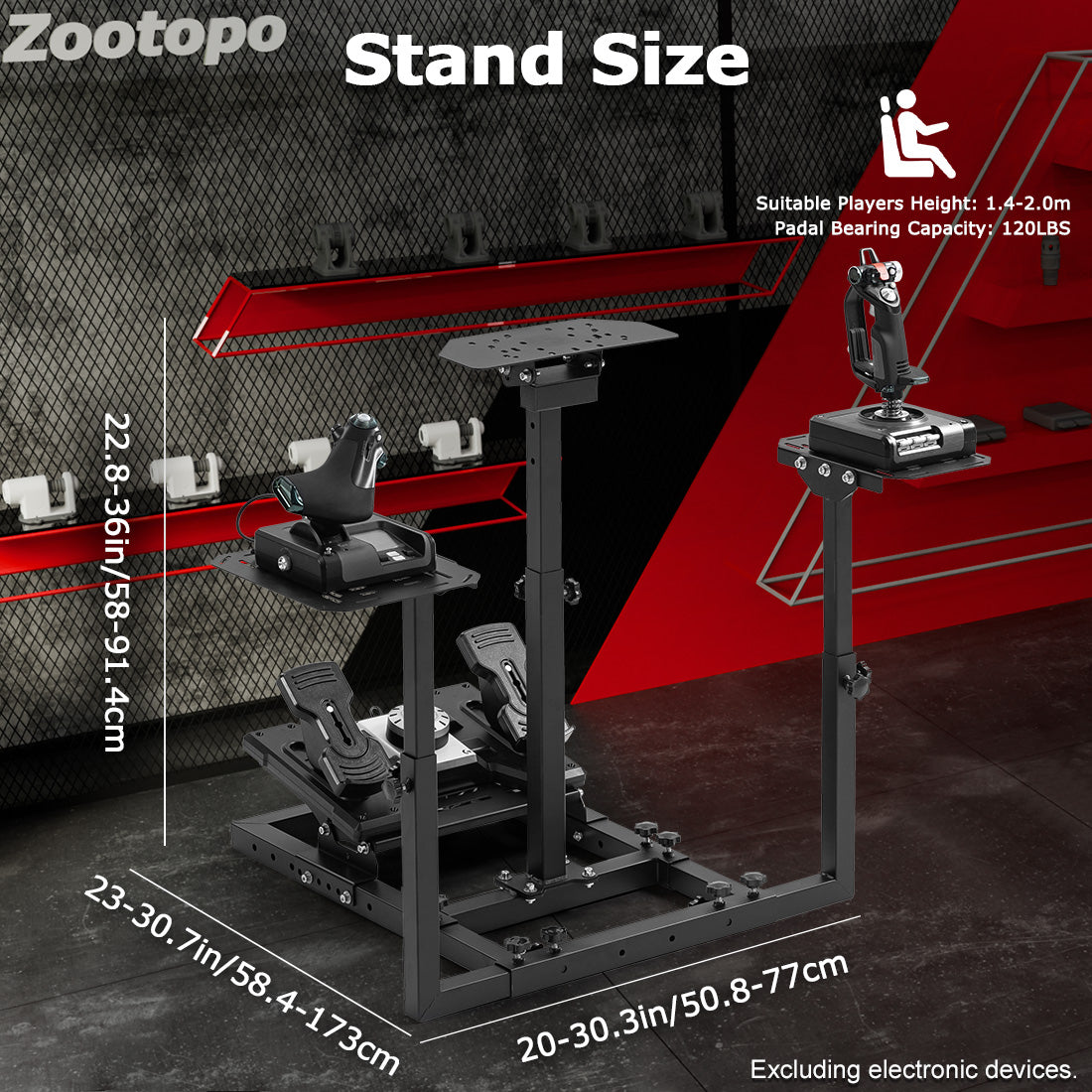 Zoopoto Flight Racing Simulator Cockpit Game Stand Fit for Thrustmaster HOTAS Warthog,TPTPR_Rudder,Logitech G29 G920 G923, Unlimited Adjustment,Suitable for flight and racing simulations,Not Included Wheels,Pedals,Throttle,Joystick