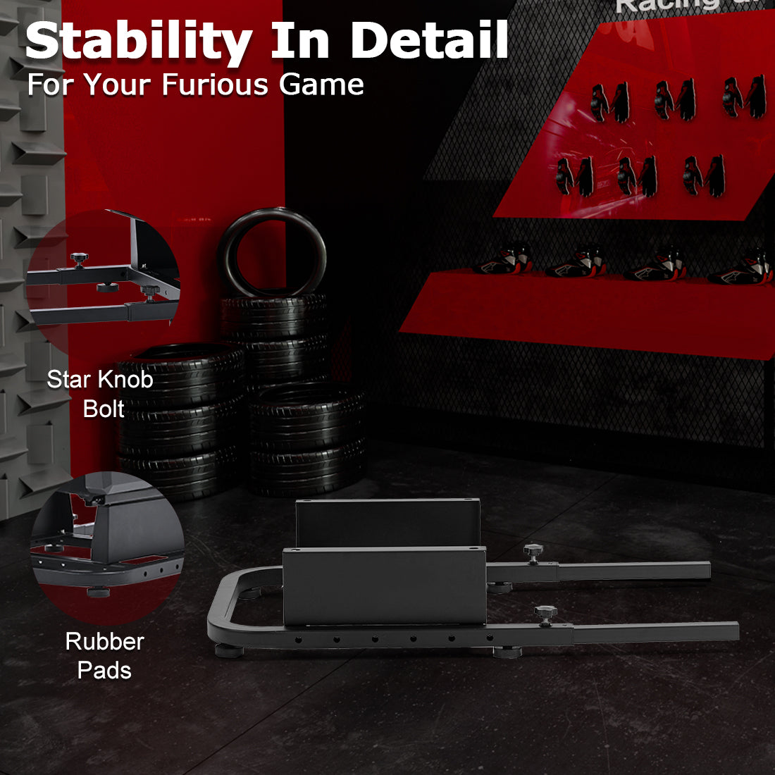 Zootopo Rear Seat Stand Racing Wheel Frame Parts/Accessories Mounting Seat Installable Most Chair Stand Simulator Cockpit Wheel and Pedals Not Included