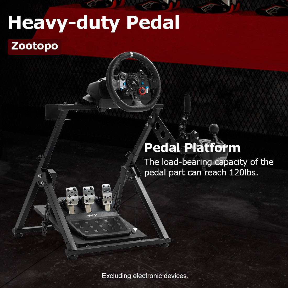 Zootopo Foldable Racing Wheel Stand Adjustable Sim Racing Cockpit Compatible with Logitech/ Thrustmaster/Fanatec/PXN/Moza R5 R9 G29 G920 G923 T248 T300RS GT T500 Sturdy Gaming Stand,Space-Saving Design , Wheel and Pedals Not Included
