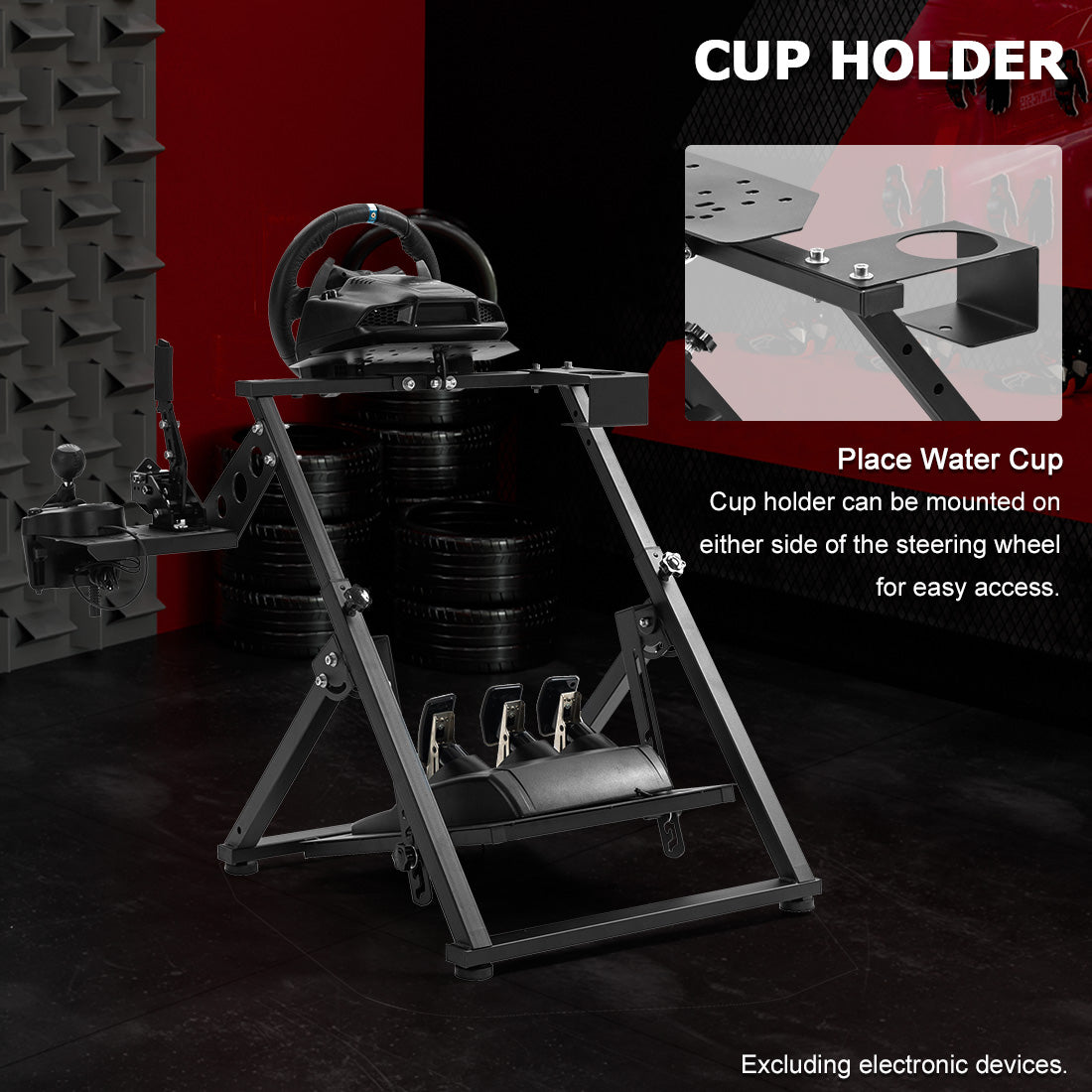 Zootopo Foldable Racing Wheel Stand Adjustable Sim Racing Cockpit Compatible with Logitech/ Thrustmaster/Fanatec/PXN/Moza R5 R9 G29 G920 G923 T248 T300RS GT T500 Sturdy Gaming Stand,Space-Saving Design , Wheel and Pedals Not Included