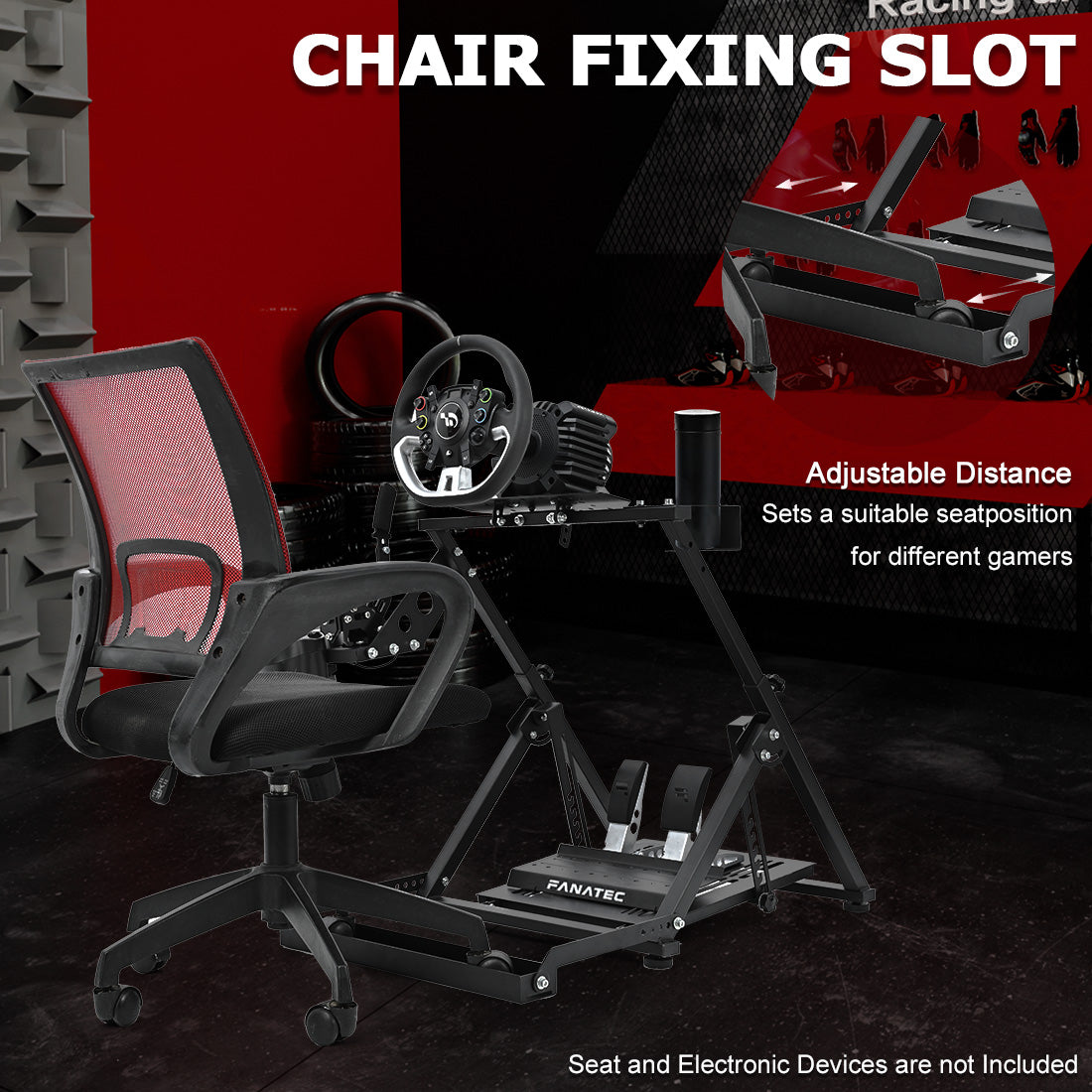 Zootopo Racing simulator Stand with Pulley Chair Fixing, Fit for Logitech G25 G27 G920/Fanatec/Thrustmaster, Adjustable Foldable Without Steering Wheel,Pedal and Handbrake