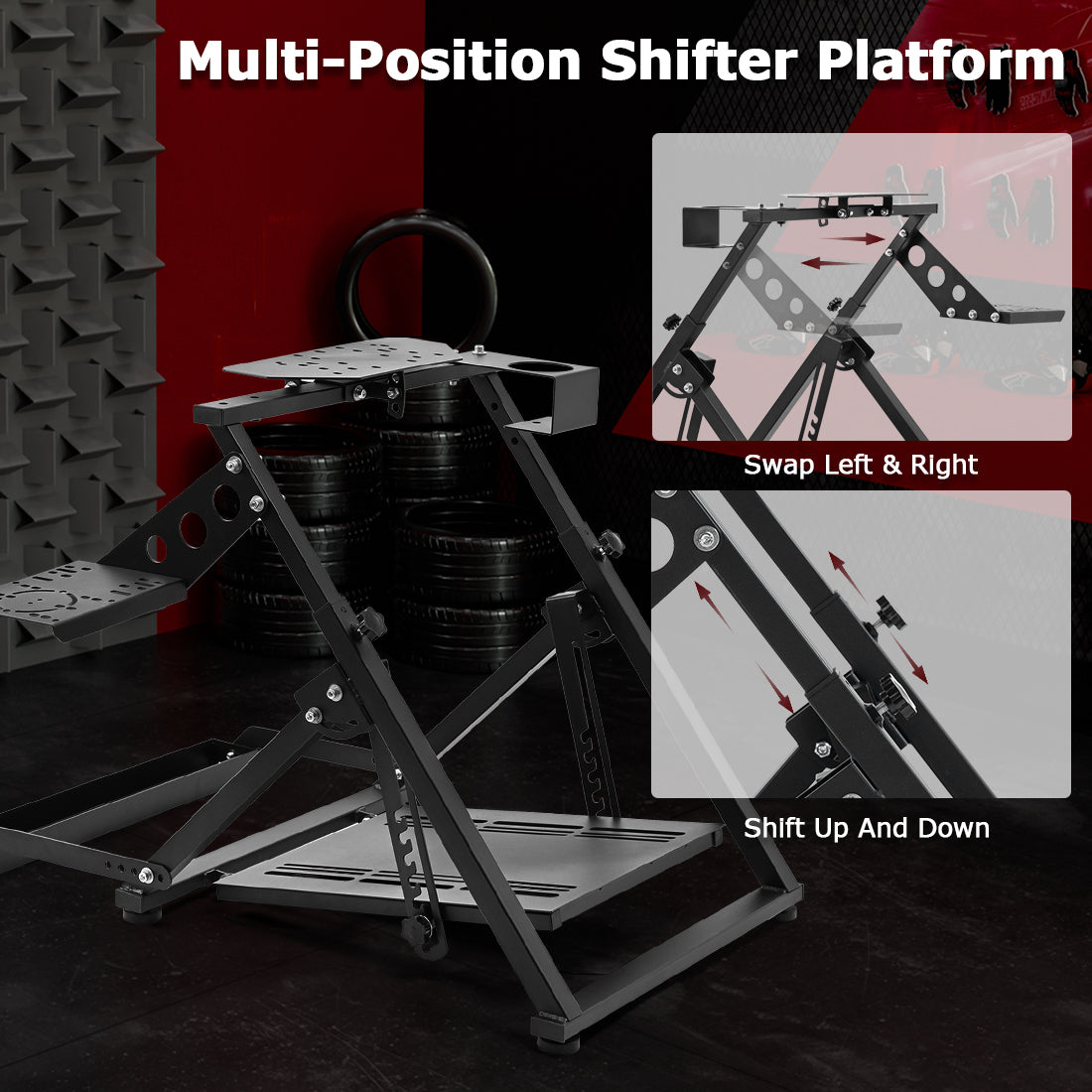 Zootopo Racing simulator Stand with Pulley Chair Fixing, Fit for Logitech G25 G27 G920/Fanatec/Thrustmaster, Adjustable Foldable Without Steering Wheel,Pedal and Handbrake