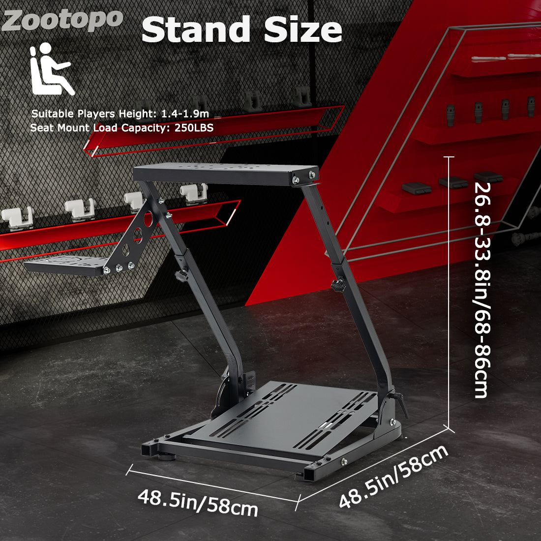 Zootopo Racing Wheel Stand with Gear Shifter and Pedal Mount, Fit for Logitech G25 G27 G29/Thrustmaster T150 T248,  Multi-position Adjustable Racing Cockpit with Easy Storage, Not Include Steering Wheel, Pedal and Handbrake