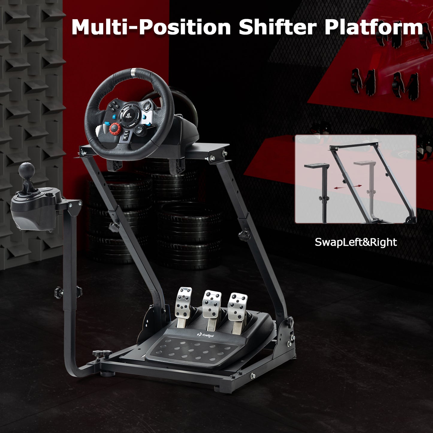 Zootopo  G920 Racing Wheel Stand Shifter Mount Pro Fit for Logitech G25 G27 G29 G923 Tilt-Adjustable Racing Simulator Steering wheel Stand ,wheel and Pedals NOT Included