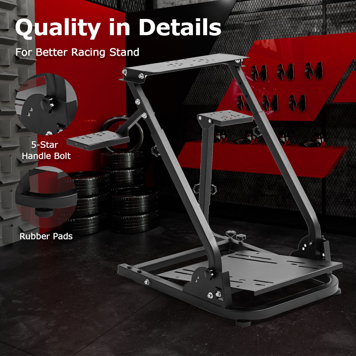 Zootopo Racing Steering Wheel Stand, Foldable Dual Shift Levers, Fit for Logitech G920/Thrustmaster/PXN, Multi-level Adjustable, Easy Storage, Install Cockpit, No Handbrake, Pedal and Steering Wheel