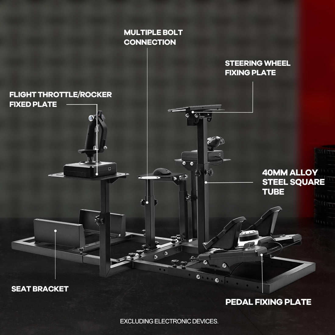 Zootopo Flight Simulator Cockpit Multi-Purpose Kit, compatible with HOTAS Warthog, G Saitek, Logitech G920 G923 T80 T150 and other models, without steering wheel mounts, foot pedals, hand brakes, throttles, joysticks and seats.