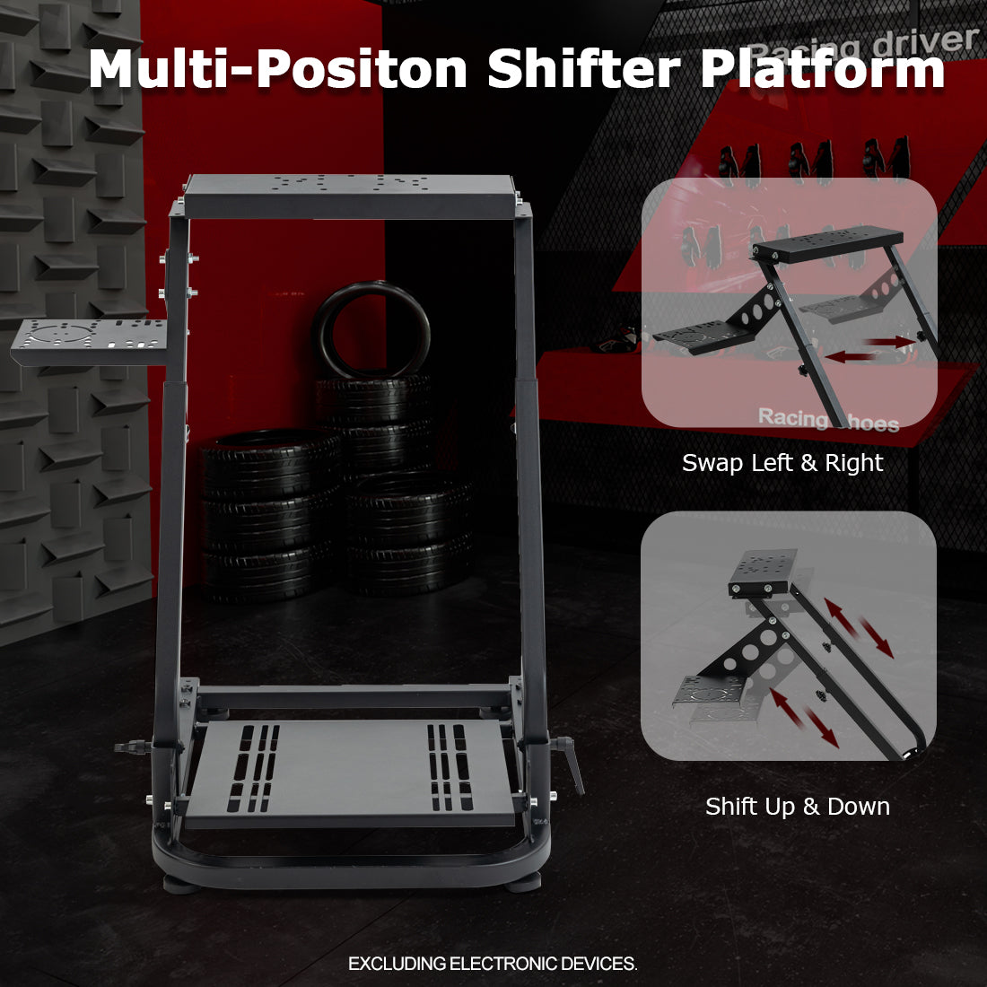 Zootopo Racing Wheel Stand with Gear Shifter and Pedal Mount, Fit for Logitech G25 G27 G29/Thrustmaster T150 T248,  Multi-position Adjustable Racing Cockpit with Easy Storage, Not Include Steering Wheel, Pedal and Handbrake