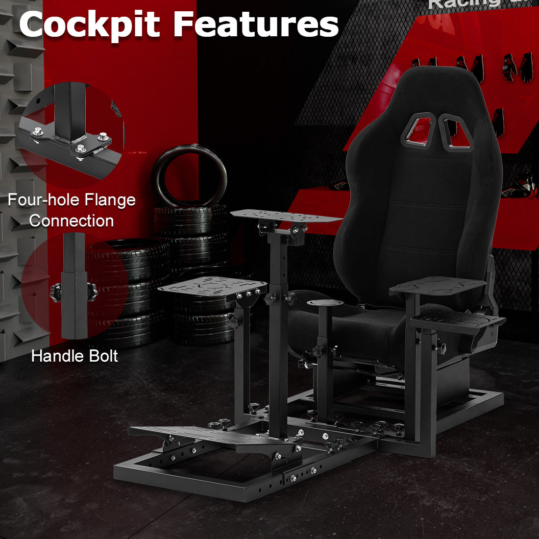 Zootopo Flight  Racing Simulator Cockpit Multi-Function Seat, Compatible with HOTAS Warthog, G Saitek, Logitech G920 G923, Thrustmaster T150, Xbox, PC ,without steering wheel, pedals, handbrake, throttle, joystick