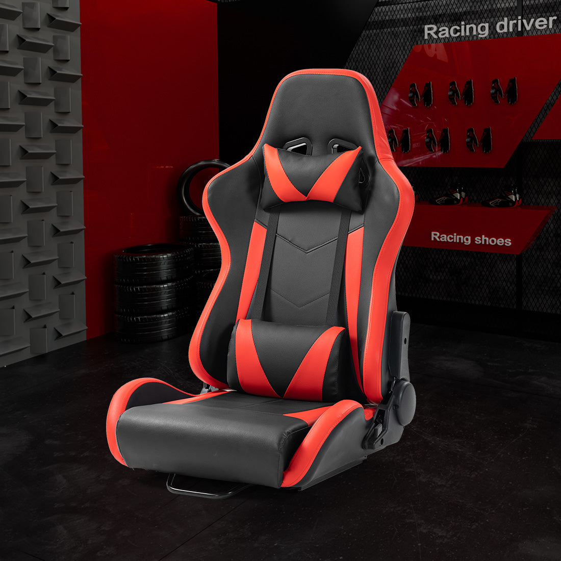 Zootopo Ergonomic Red Racing Seat with Adjustable Double Slides Fit Racing Simulator Cockpit Wheel Stand Gaming Chair Video Game Chairs