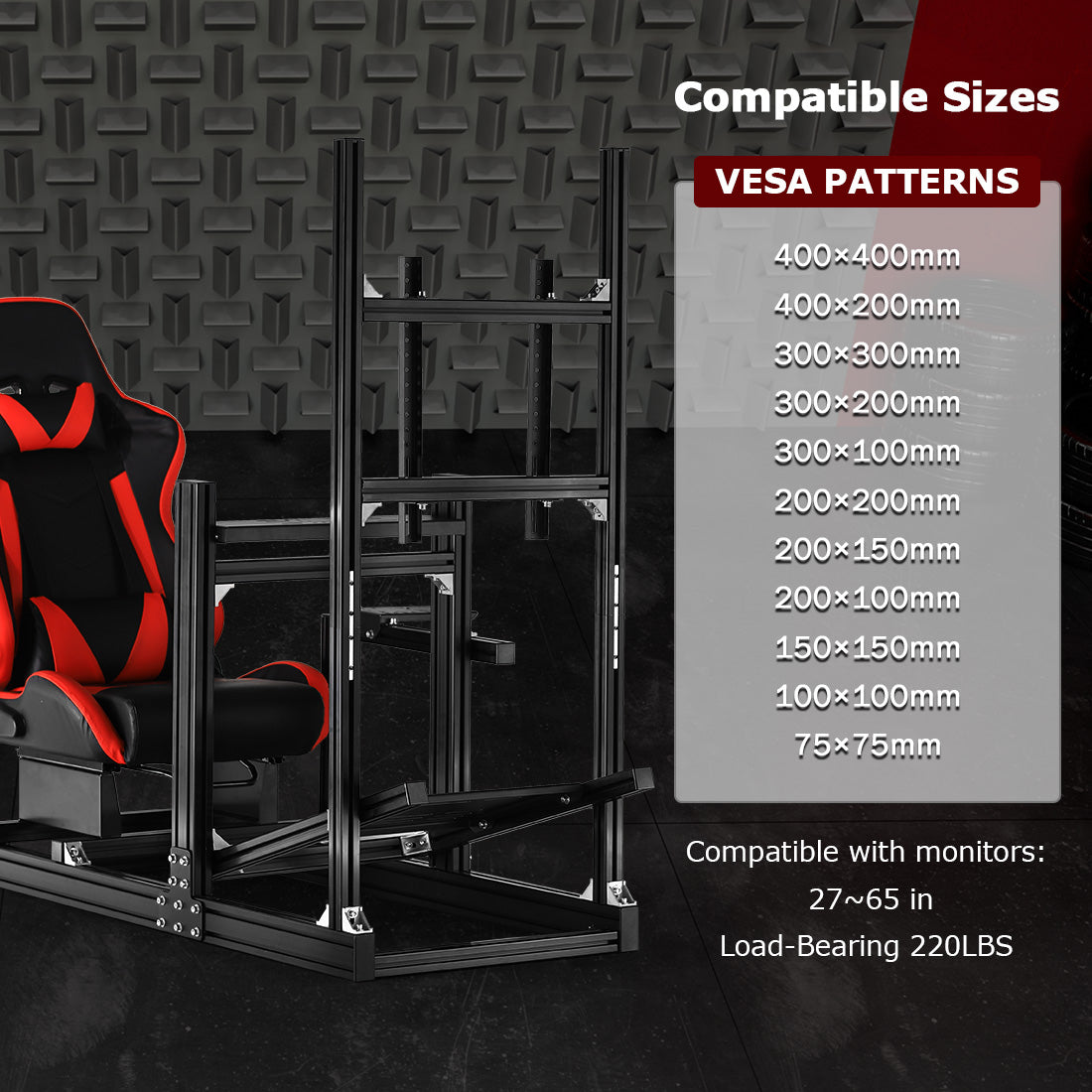 Zootopo 8040 Aluminum Profile Racing Sim Cockpit with Monitor Stand Fit Logitech G923 G920, Adjuatable Gaming Simulator Cockpit with Red Seat Not Include Steering Wheel,Pedals,Handbrake