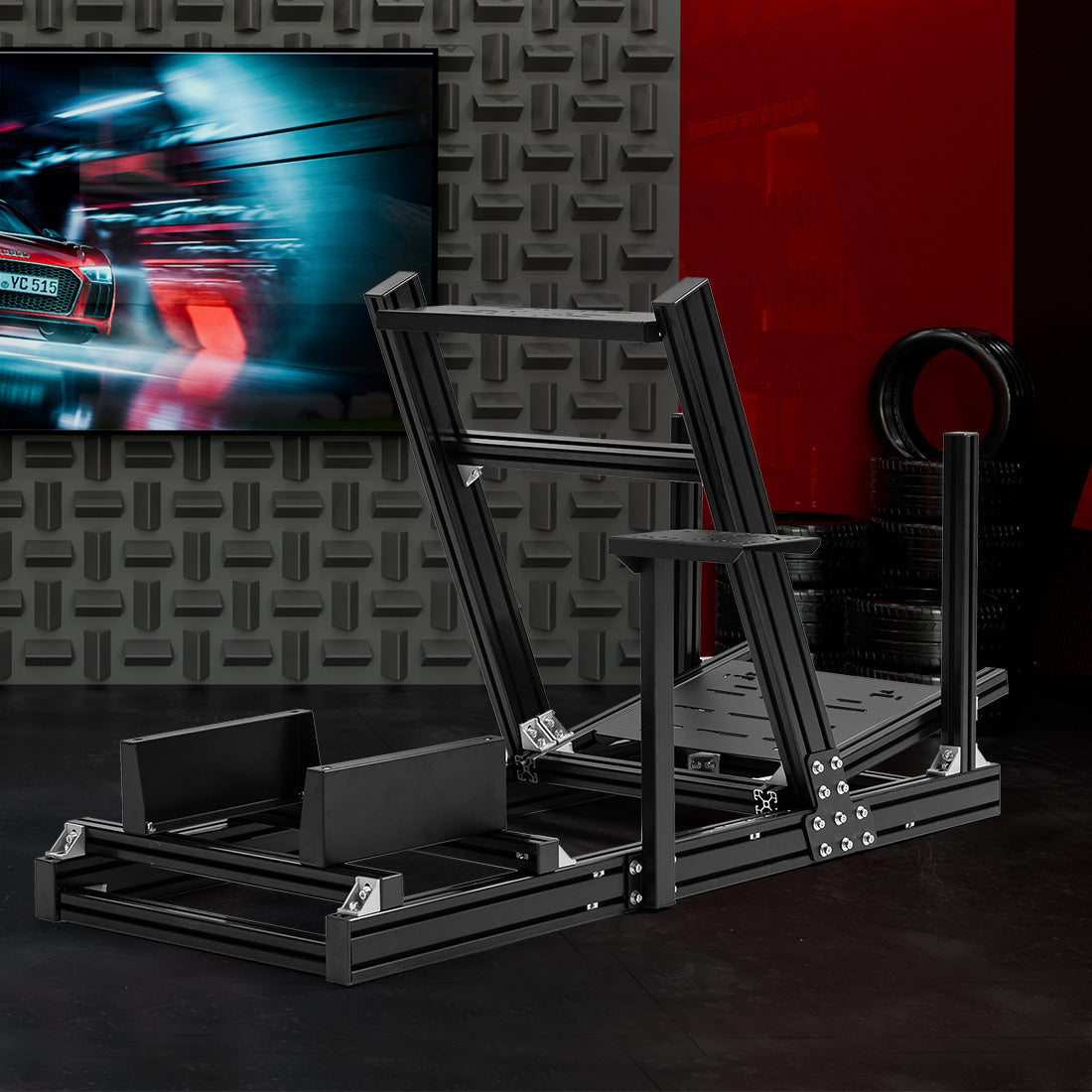 Zootopo 8040 Aluminum Profile Racing Simulaor Cockpit Fit for Logitech/Thrustmaster/Fanatec/Moza G920,G923 Professional&Expandability,F1 Trunk,No Seat,Handbrake,Pedals,Steering Wheel