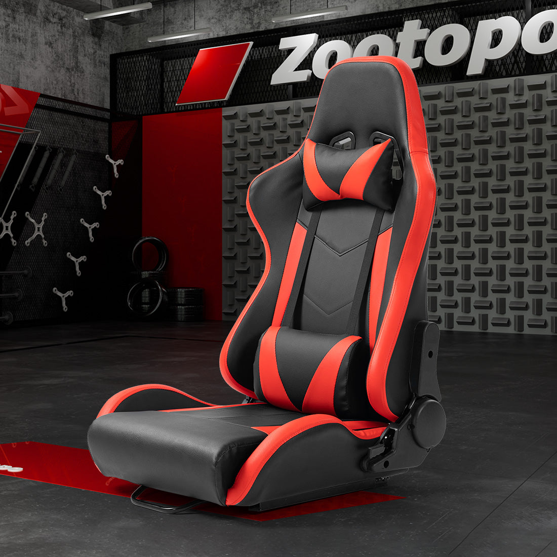 Zootopo Ergonomic Red Racing Seat with Adjustable Double Slides Fit Racing Simulator Cockpit Wheel Stand Gaming Chair Video Game Chairs