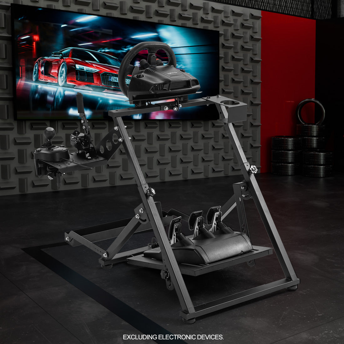 Zootopo Racing simulator Stand with Pulley Chair Fixing, Fit for Logitech G25 G27 G920/Fanatec/Thrustmaster, Adjustable Foldable Without Steering Wheel,Pedal and Handbrake