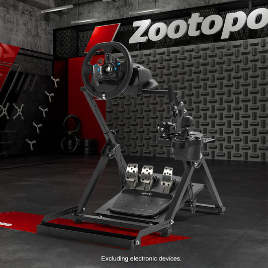 Zootopo Racing simulator Stand with Pulley Chair Fixing, Fit for Logitech G25 G27 G920/Fanatec/Thrustmaster, Adjustable Foldable Without Steering Wheel,Pedal and Handbrake