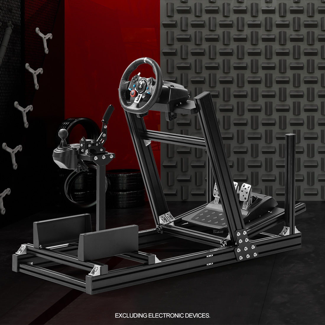 Zootopo 8040 Aluminum Profile Racing Simulaor Cockpit Fit for Logitech/Thrustmaster/Fanatec/Moza G920,G923 Professional&Expandability,F1 Trunk,No Seat,Handbrake,Pedals,Steering Wheel