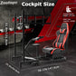 Zootopo Racing Simulator Cockpit with Triple Monitor Stand and Red Seat Suitable for Logitech/Thrustmaster T500RS TX G29 G920 G923 CSL-DD, Without Steering Wheel, Pedals, Handbrake