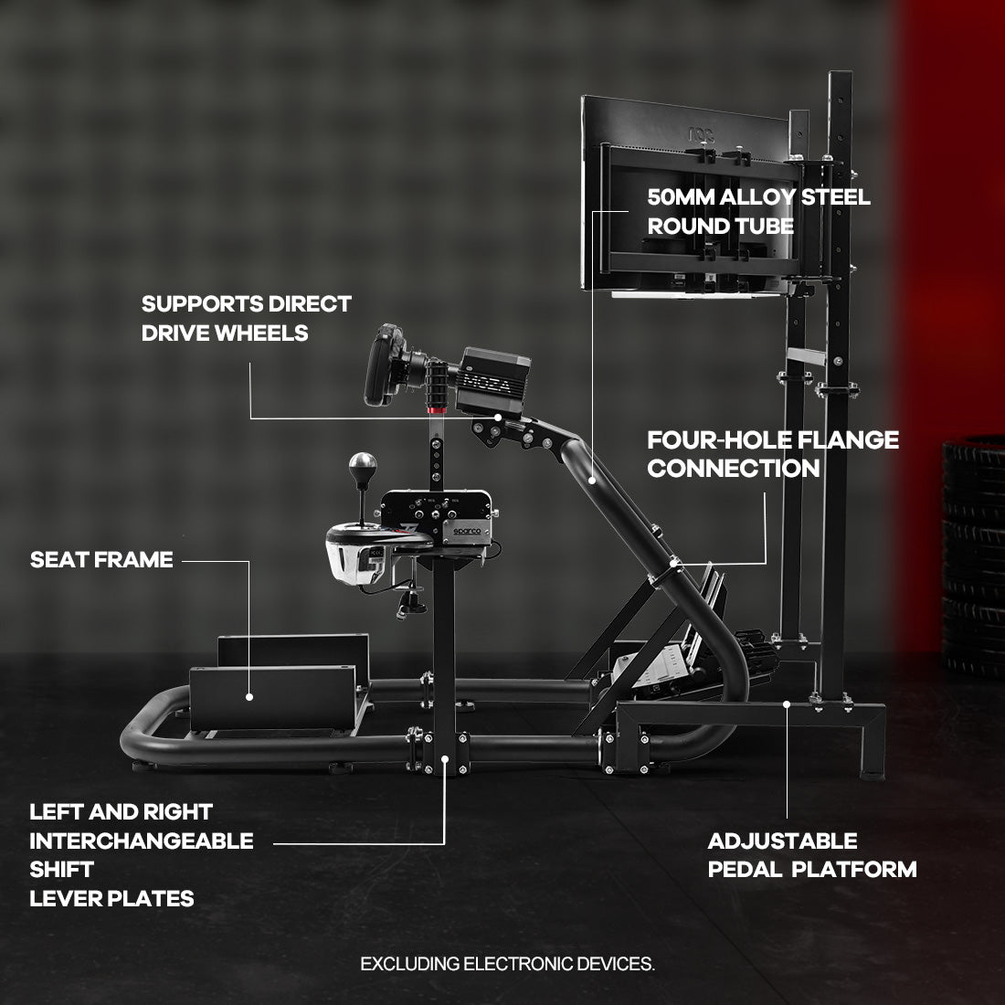 Zootopo Professional Racing Simulator Cockpit with Triple Monitor Stand, Fit for Logitech G920/Thrustmaster/Moza, Streamlined Dual-arm Design, No Wheel, Pedals, Handbrake, Seat and Monitor