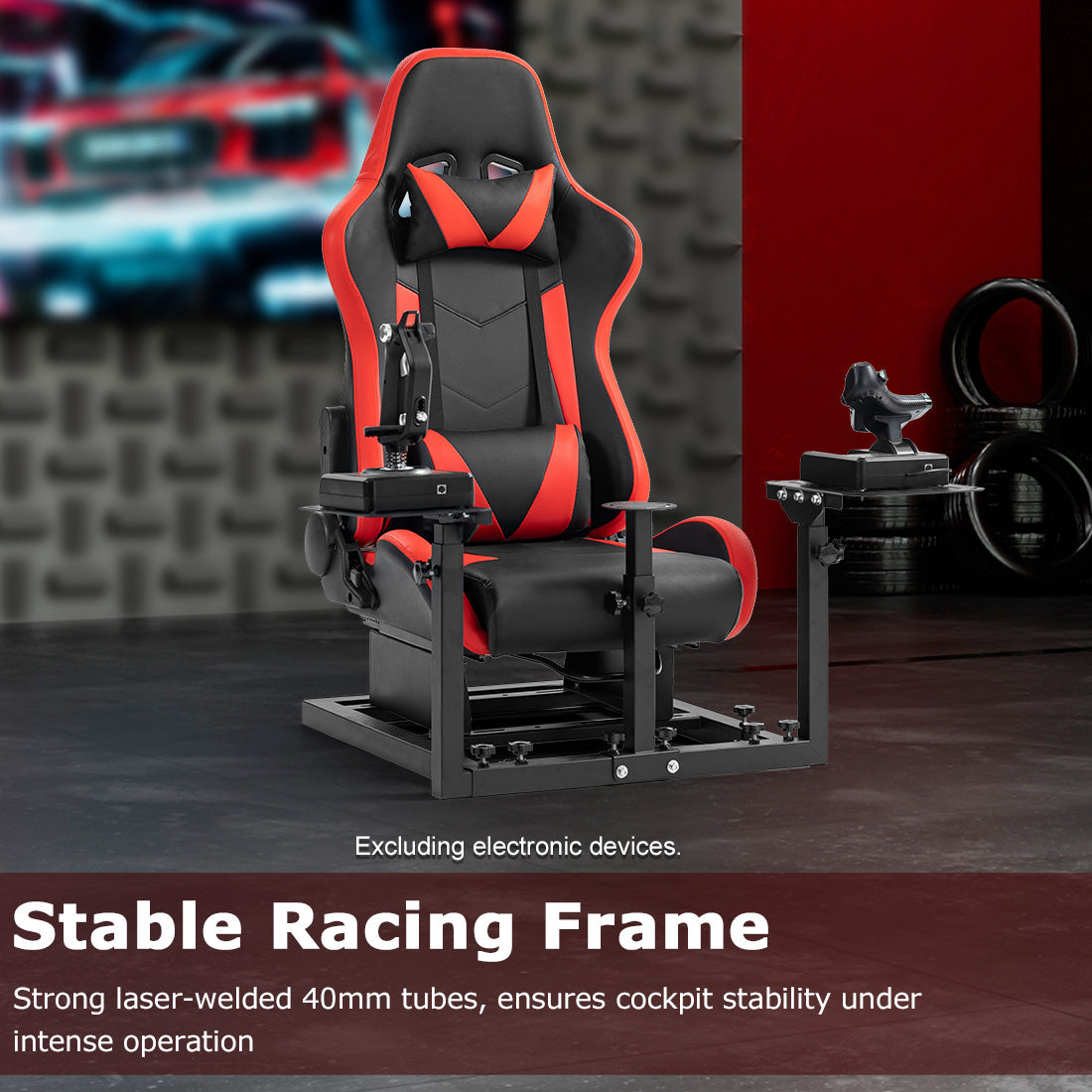 Zootopo Flight Simulator Cockpit with Red Seat Fit for Logitech X52 PRO,X56, Thrustmaster T16000M,HotasWarthing Flight Stick,Unlimited Adjustment,Not Include Steering Wheel,Pedals,Handbrake and Joystick