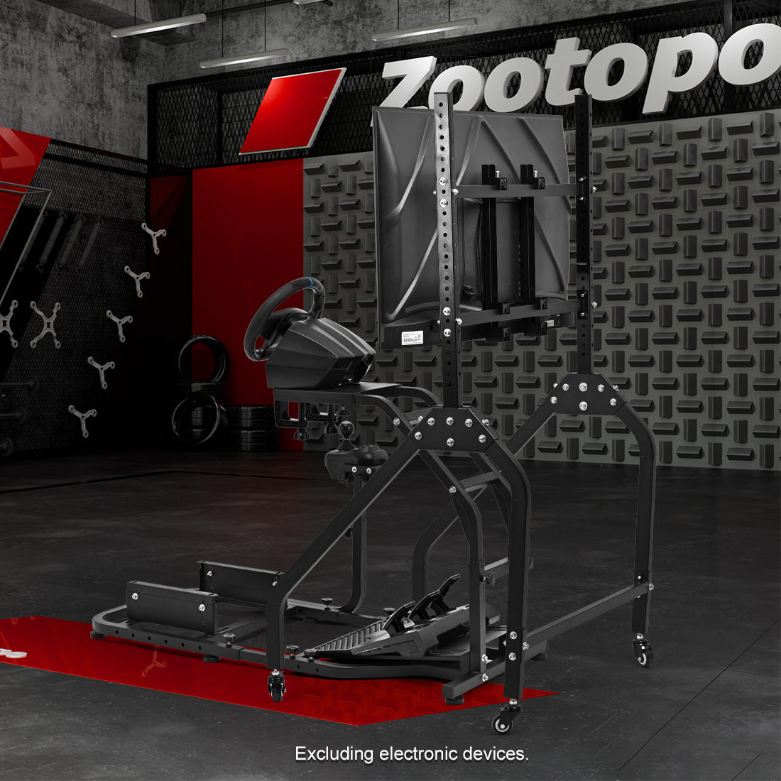 Zootopo Adjustable Racing Sim Cockpit with Monitor Stand Unobstructed Design for Both Legs Fit for Logitech/Thrustmaster G29 G923 G25 T80 T150 Racing Wheel Cockpit Not Include Steering Wheel,Pedals,Handbrake